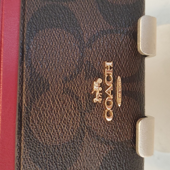 Coach Brown and Red Card Case EUC - Picture 3 of 5